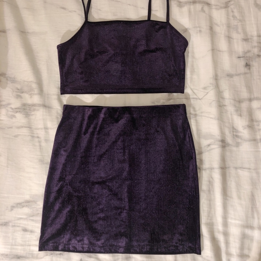 Plum Skirt & Crop Top Set